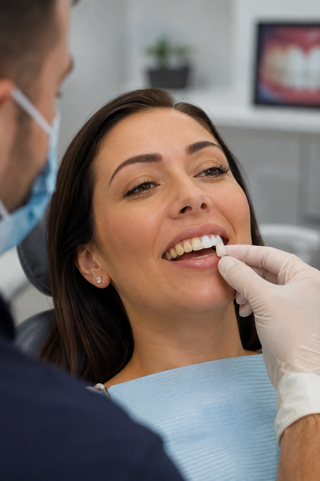 Patient smiling confidently after veneer treatment