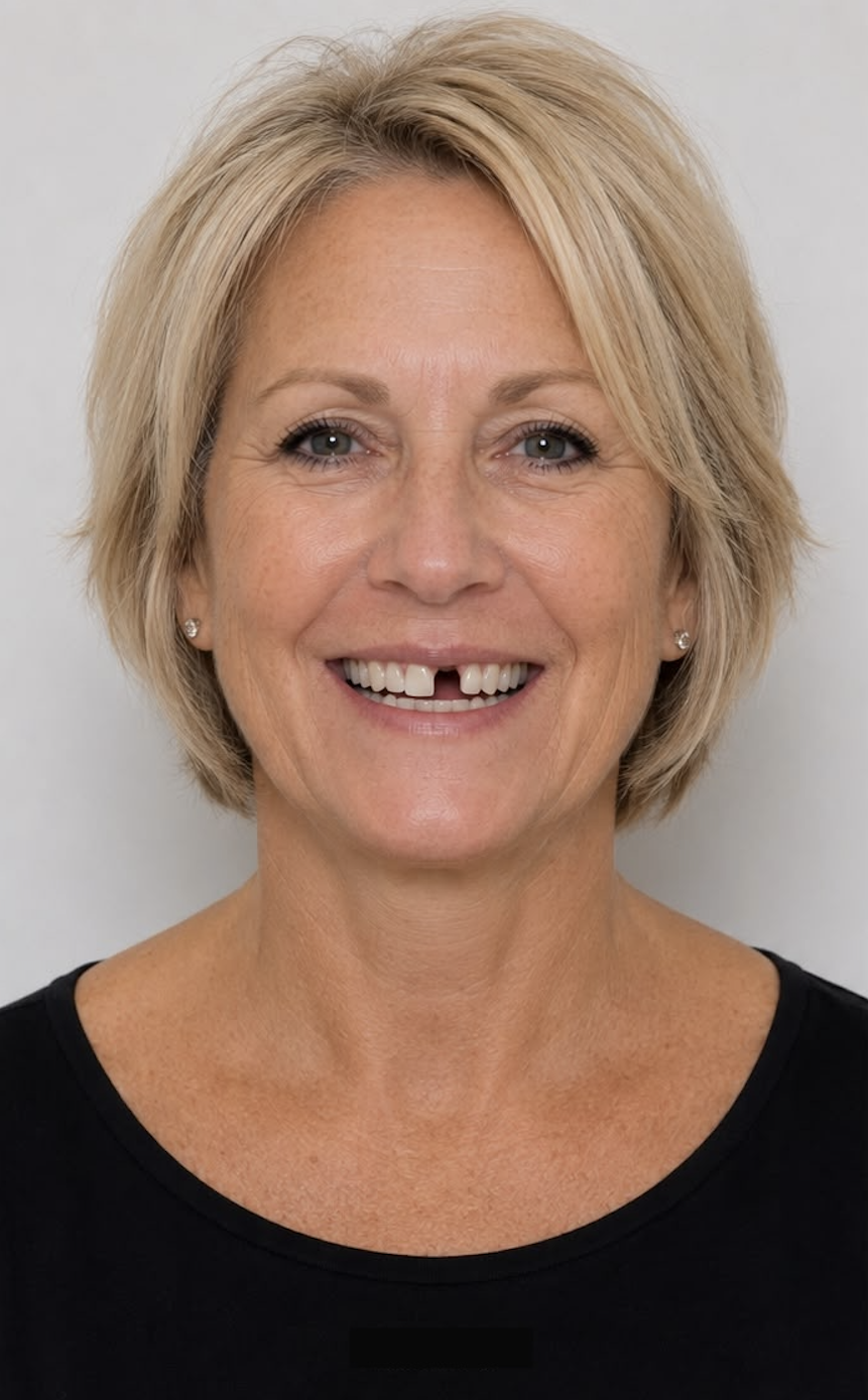 Dentist and patient reviewing smile transformation results in a modern clinic
