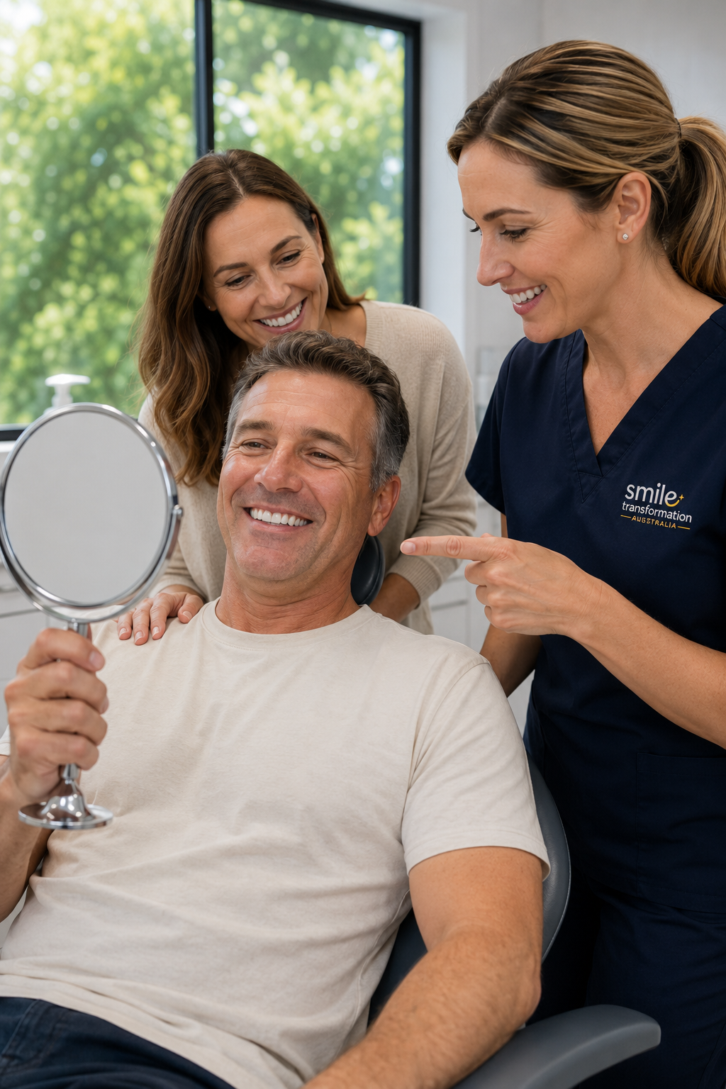 Patient smiling before restorative dental treatment
